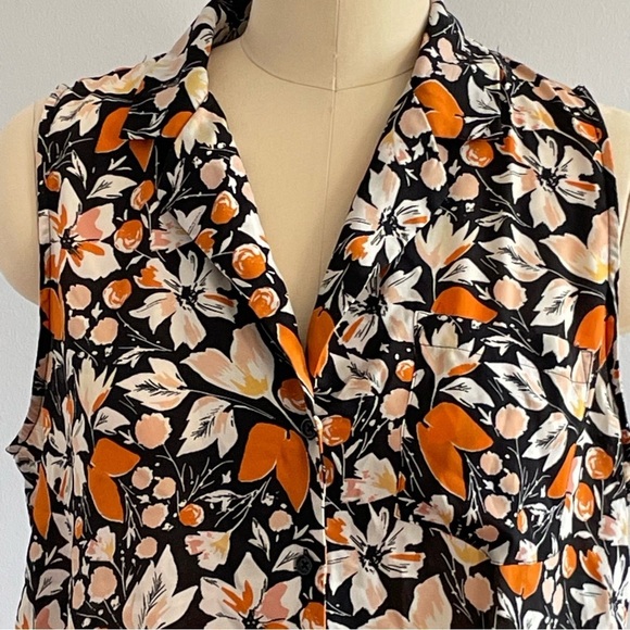 Who What Wear Fall Florals Sleeveless Blouse- Size XL - Picture 2 of 7